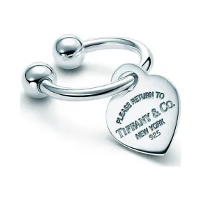 蒂芙尼/Tiffany Tiffany™ 系列纯银心形吊饰钥匙扣，中号。