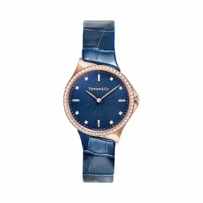 Tiffany Metro 系列 2-Hand 28 毫米 18K 玫瑰金镶钻女士腕表  60874913