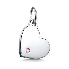 Tiffany Charms 系列 18K 白金镶粉色蓝宝石心形吊饰，迷你号  60927189