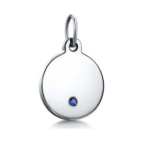 Tiffany Charms 系列 18K 白金镶蓝宝石圆形吊饰，迷你号  60927200