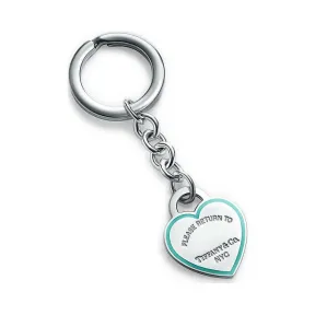 Return to Tiffany™ 系列纯银搭配 Tiffany Blue 蒂芙尼蓝色™ 珐琅装饰心形吊饰钥匙扣  63311