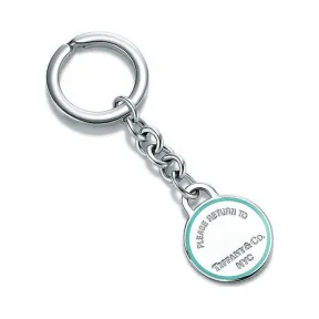 Return to Tiffany™ 系列纯银搭配 Tiffany Blue 蒂芙尼蓝色™ 珐琅装饰圆形吊饰钥匙扣  63311