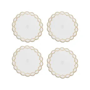 蒂芙尼/Tiffany Home Essentials 白色亚麻扇形杯垫 73695112