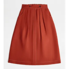 托德斯/Tod's Woman 橙色 亞麻半截裙 X4W9248511ETLE48G833