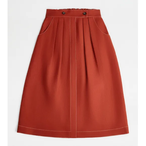 托德斯/Tod's Woman 橙色 亞麻半截裙 X4W9248511ETLE48G833