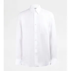 托德斯/Tod's Man 白色 亞麻恤衫 X6MA1486060WCEWSB001