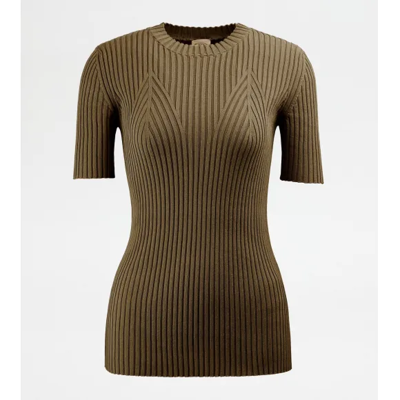 托德斯/Tod's Woman 綠色 棉質短袖毛衣 X8WC1488010OLJLV805