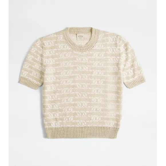 托德斯/Tod's Jersey Mixto Lino de Manga Corta BICOLOR Mujer X8WC148836EWGAXZ0PF1