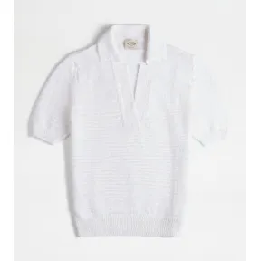 托德斯/Tod's Polo en Punto de Manga Corta BLANCO Mujer X8WC148837EWFZXXB001