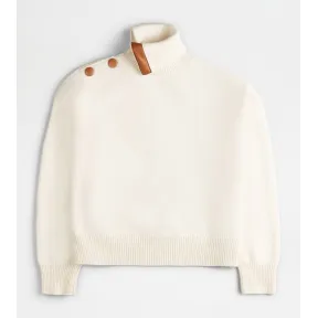 托德斯/Tod's 女人 奶油色 羊毛混羊绒高领毛衣 X8WC1498000BRGB004