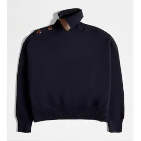 托德斯/Tod's 女人 蓝色 羊毛混羊绒高领毛衣 X8WC1498000BRGU808