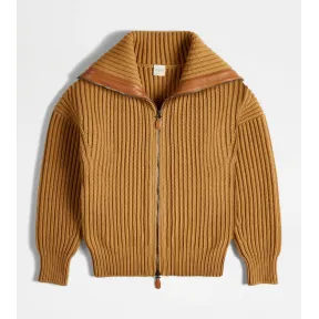 托德斯/Tod's 女人 棕色 羊毛拼皮革夹克 X8WC1498040VDRS201