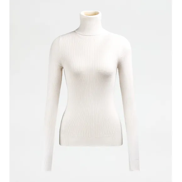 托德斯/Tod's 女人 白色 棉质针织面料高领毛衣 X8WC1498080OLJB001