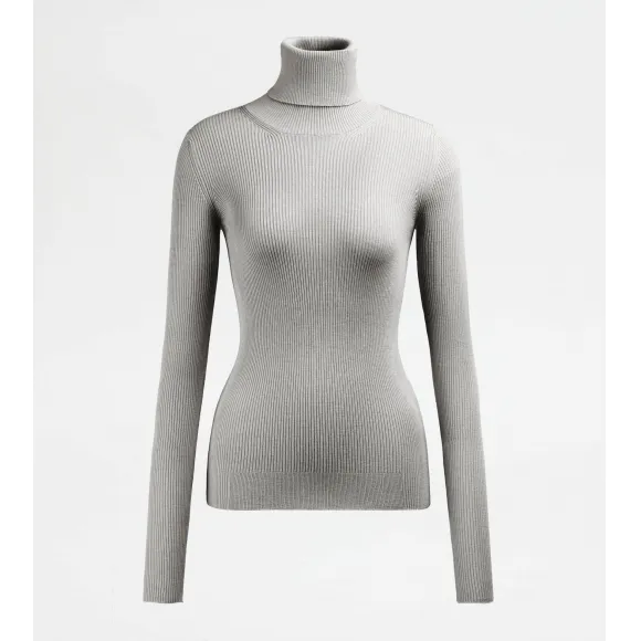 托德斯/Tod's 女人 灰色 棉质针织面料高领毛衣 X8WC1498080OLJB201