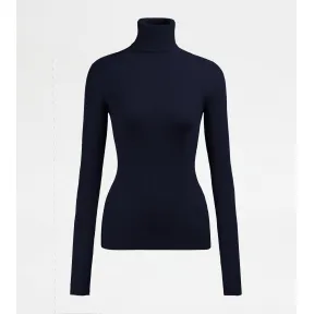 托德斯/Tod's 女人 蓝色 棉质针织面料高领毛衣 X8WC1498080OLJU809