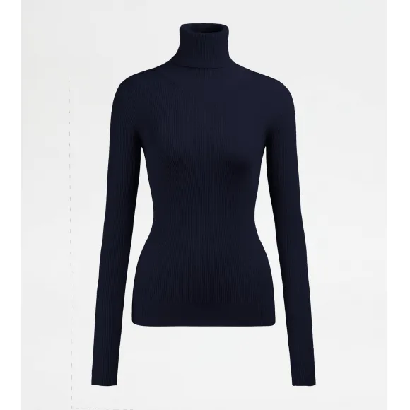 托德斯/Tod's 女人 蓝色 棉质针织面料高领毛衣 X8WC1498080OLJU809