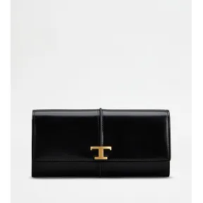托德斯/Tod's Woman ブラック T タイムレス レザー ウォレット XAWTSKB0400KETPZB999