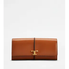 托德斯/Tod's Woman ブラウン T タイムレス レザー ウォレット XAWTSKB0400KETPZG807