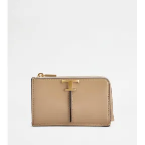 托德斯/Tod's Woman BEIGE T Timeless Pouch in Leather XAWTSKFA301KETPZC814
