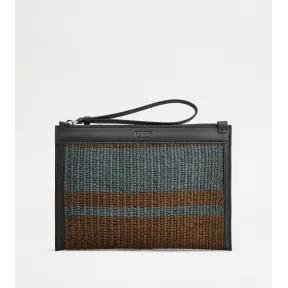 托德斯/Tod's Man 彩色 織物拼皮革小袋 XBMMDQD0200TBEPZ8O54