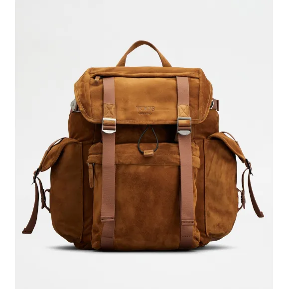 托德斯/Tod's 男人 棕色 中号绒面皮革背包 XBMTRKG0300O20S409