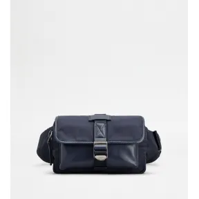 托德斯/Tod's Man 藍色 超小號織物拼皮革腰包 XBMTRKJ0000SPFPZ000Y