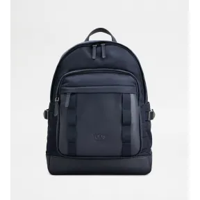 托德斯/Tod's 男人 蓝色 中号织物拼皮革背包 XBMTRKP0300SPF000Y