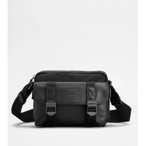 托德斯/Tod's 男人 黑色 迷你织物拼皮革邮差包 XBMTRKY0100SPFB999