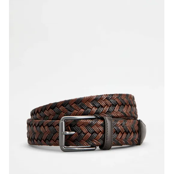 托德斯/Tod's 男人 棕色 皮革拼织物腰带 XCMCPR23100SP97O53