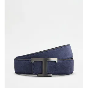 托德斯/Tod's Man 藍色 T Timeless絨面皮革雙面腰帶 XCMCQR55100CVQ1356RF