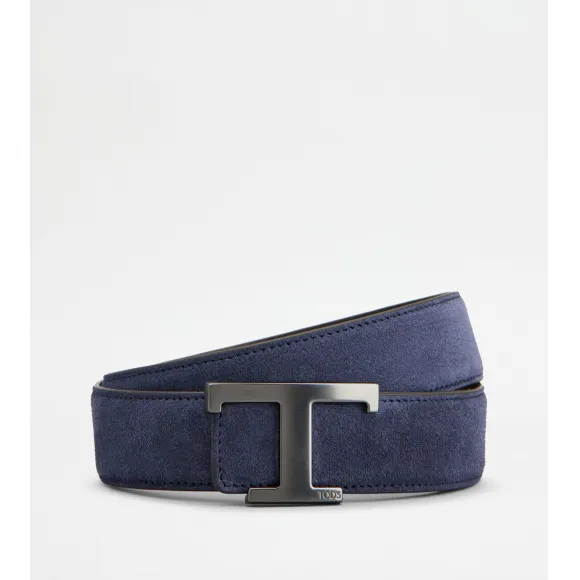 托德斯/Tod's Man 藍色 T Timeless絨面皮革雙面腰帶 XCMCQR55100CVQ1356RF