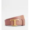 托德斯/Tod's Woman 粉色 T Timeless雙面皮革腰帶 XCWTSB10100RBR908O71