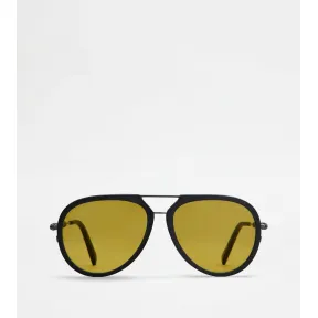 托德斯/Tod's 男人 灰色 皮革镜腿太阳眼镜 XOM03785816AGUB201