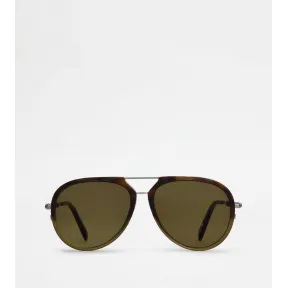 托德斯/Tod's 男人 灰色 皮革镜腿太阳眼镜 XOM03785816AGUB403