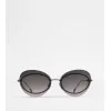 托德斯/Tod's 女人 灰色 泪珠状皮革镜腿太阳眼镜 XOW03756417AGUB403