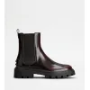 托德斯/Tod's Woman 酒紅色 Tod's皮革切爾西靴 XXW08J0GF90AKT38R810