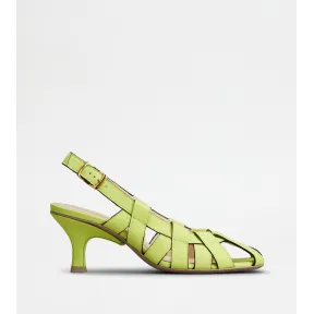 托德斯/Tod's Woman 綠色 皮革後袢帶高跟鞋 XXW19L0IH80MID41MV424