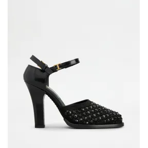 托德斯/Tod's Woman 黑色 D'Orsay光滑皮革拼絨面皮革高跟鞋 XXW90K0HS80SX140MB999