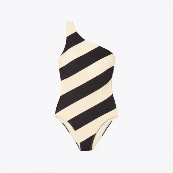 汤丽柏琦/Tory Burch 印花单肩连体泳衣 136424-005