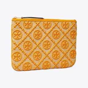 汤丽柏琦/Tory Burch T Monogram 刺绣草编收纳包 137767-800