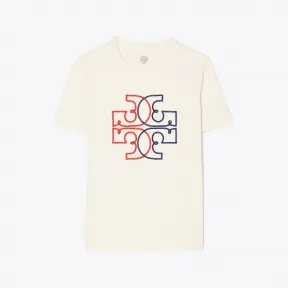 汤丽柏琦/Tory Burch 经典款女装 撞色双T Logo短袖T恤 76129-104