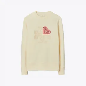 汤丽柏琦/Tory Burch 厚实棉质毛圈布心形 Logo 圆领衫 83227-285