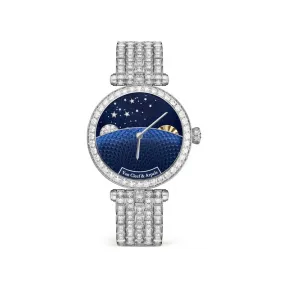 梵克雅宝/Van Cleef & Arpels Poetic Complications®诗意复杂功能腕表系列 33 MM 18K白金表壳 自动上链机械机芯，配备24小时模块，36小时动力储存。 女表 VCARPBNA00