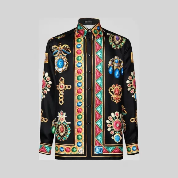 范思哲/Versace Pierres Grandes印花桑蚕丝衬衫 A84050-A231427_A72W