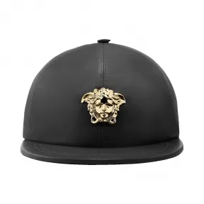 范思哲/Versace 美杜莎皮革帽子 - 黑色 帽子&围巾 ICAP005-IP00019_I008