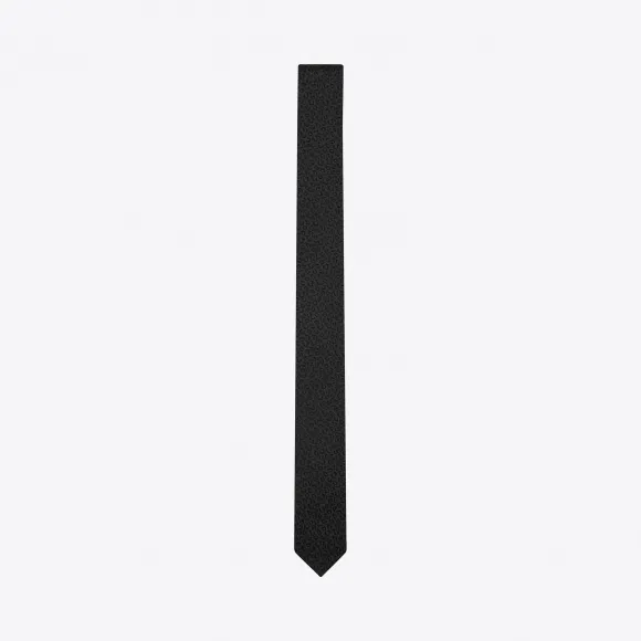 伊夫圣罗兰/Yves Saint laurent 带图标的微型幼猫窄领带，采用黑色丝织提花织物  3402004481Y1000