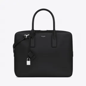 伊夫圣罗兰/Yves Saint laurent 经典MUSEUM小型公文包，采用黑色颗粒山羊纹理皮革  342605BTY0N