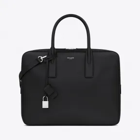 伊夫圣罗兰/Yves Saint laurent 经典MUSEUM单层公文包，采用黑色颗粒纹理皮革  342606BTY0N10