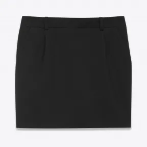 伊夫圣罗兰/Yves Saint laurent 黑色初剪羊毛单褶迷你裙 368129Y239K1000