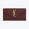 伊夫圣罗兰/Yves Saint laurent 大号Monogram深红色纹理绗缝真皮正面翻盖钱包 372264BOW0164